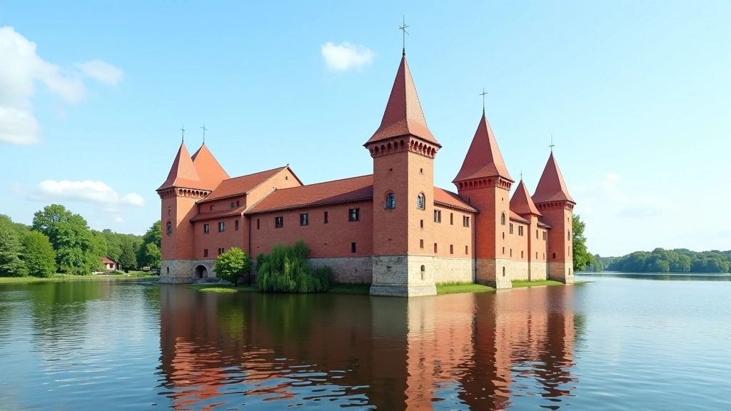 Trakai Island Castle reflected in water
